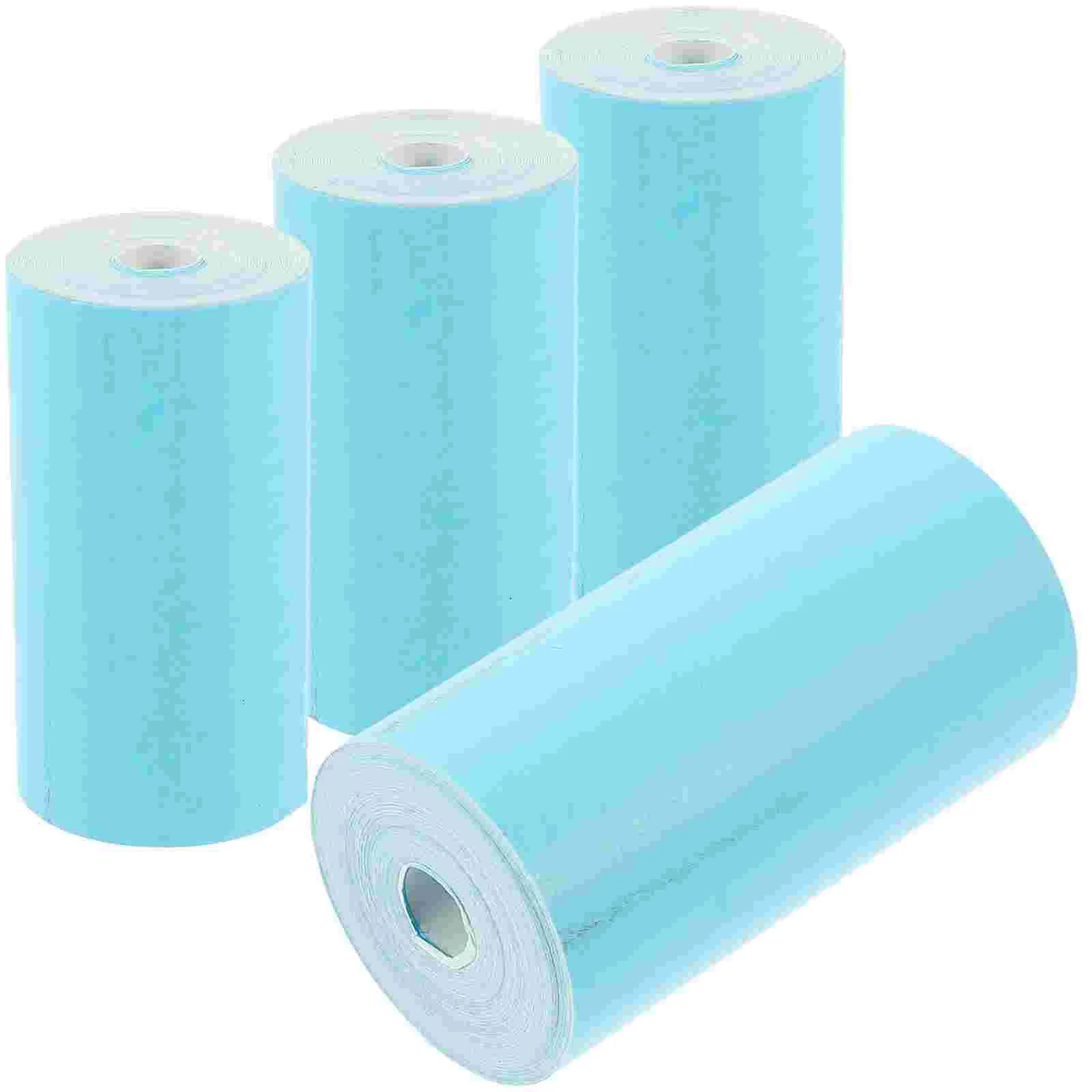 

4 Rolls Tabs Thermal Paper Printing Cash Printable Receipt Papers Blue Printer Office