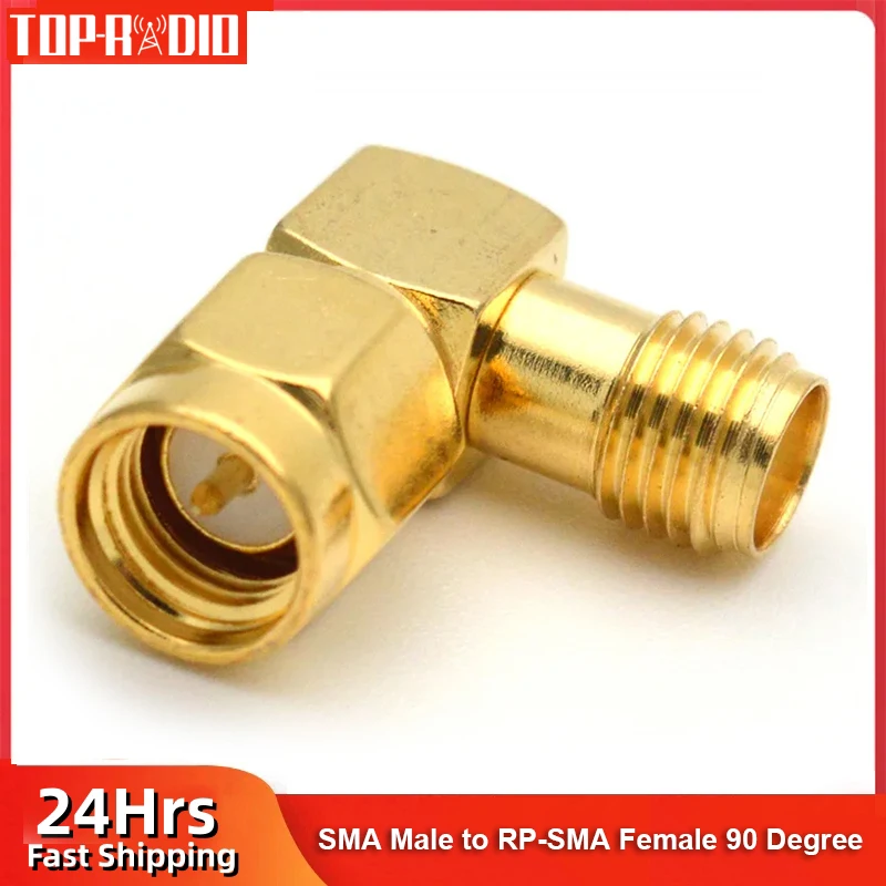 1 Piece Gold-Plated SMA Coaxial Connector Plug Jack Converter Right Angle 90 Degree SMA Male to SMA Female RF Adapter