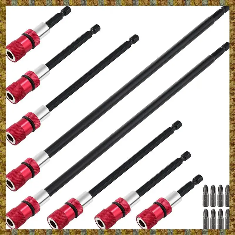 F-F 8 шт. Набор удлинителей для сверл Магнитный удлинитель для сверл Удлинитель для сверл 1/4 дюйма Шестигранный держатель для бит с 8 битами