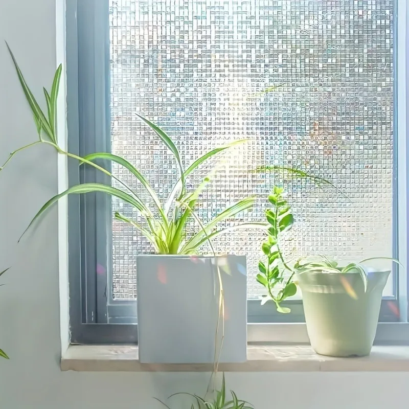 Rainbow Mosaic Translucent Privacy Window Film Static Cling Sparkling Effect Removable No Glue for Bathroom Home Glass