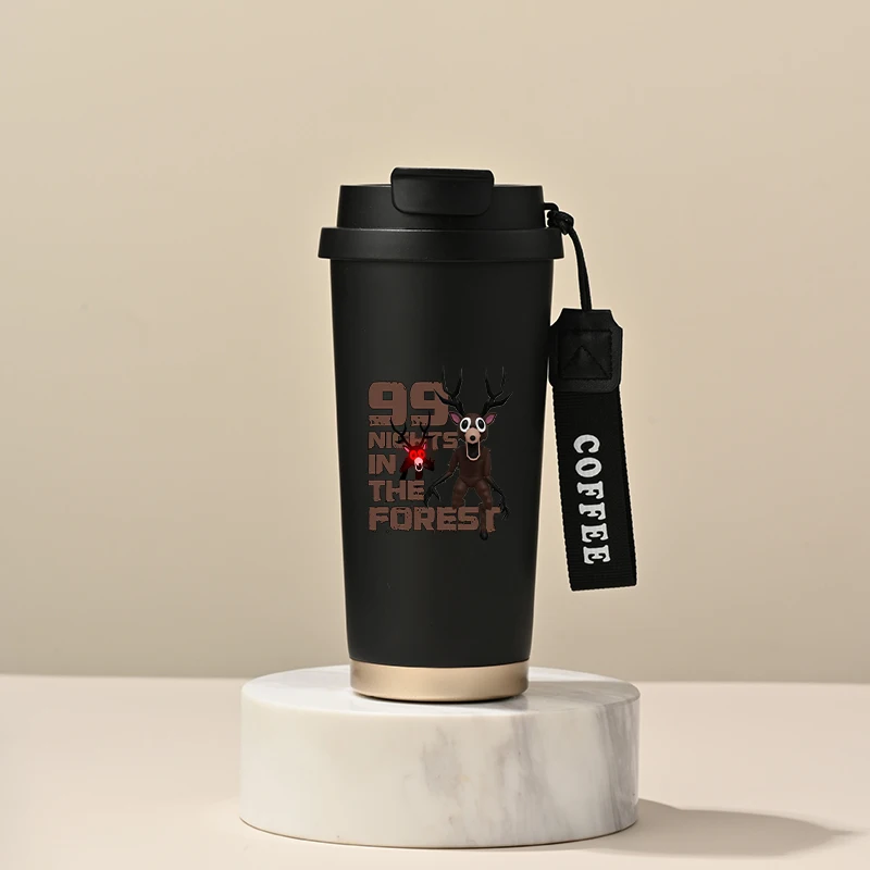 زجاجة مياه من الفولاذ المقاوم للصدأ 99 ليلاً في الغابة، كوب معزول محمول بسعة كبيرة، كوب ماء مطبوع عليه رسوم متحركة، هدية عيد ميلاد #2