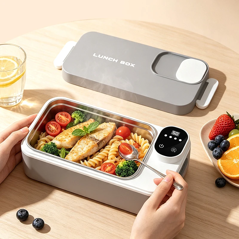 TINSOL Rechargeable Wireless Heated Lunch Box 700ml 304 Stainless Steel Liner 7200mAh 4 Modes 40W Portable Insulated Food Warmer