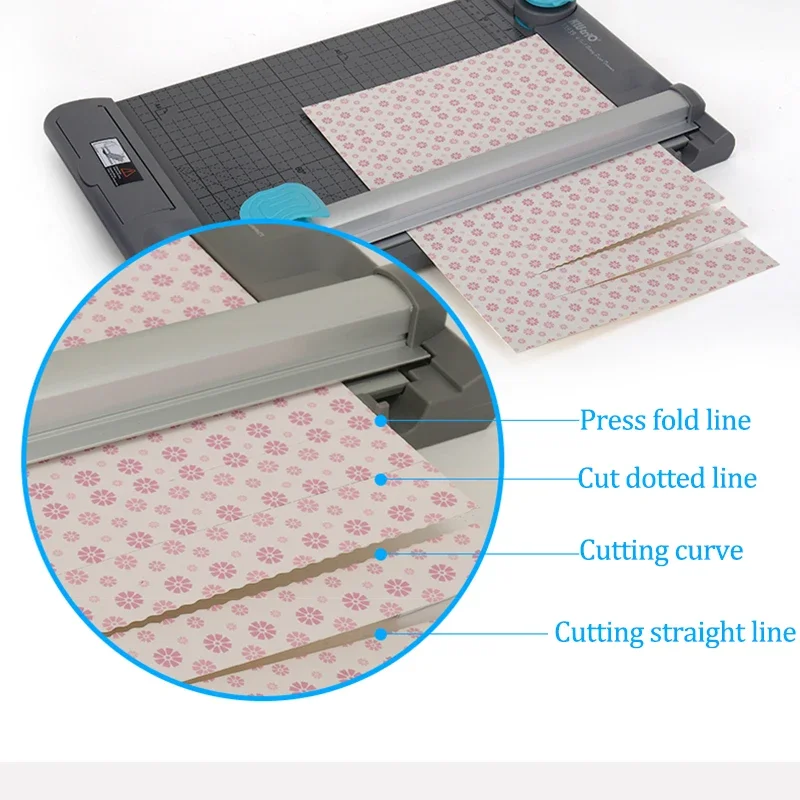 Paper Cutter A4 Precision Paper Photo Trimmer Small Roller Paper Cutter Photo Card Hand Account Cutter DIY Office Stationery