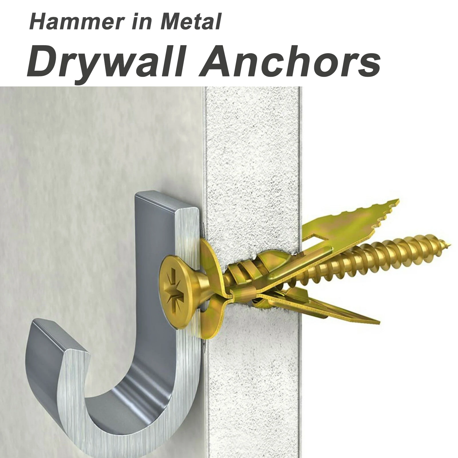 Self Drilling Drywall Anchors with Screws Kit, Zinc Plated Steel Wall Anchors and Self Tapping Screws Heavy Duty