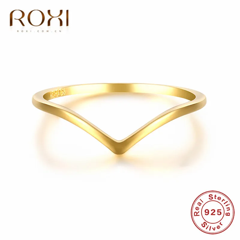 ROXI Minimalist Jewelry Silver Geometric Rings 925 Sterling Silver Simple V Shape Rings for Women Gifts Knuckle Midi Finger Ring