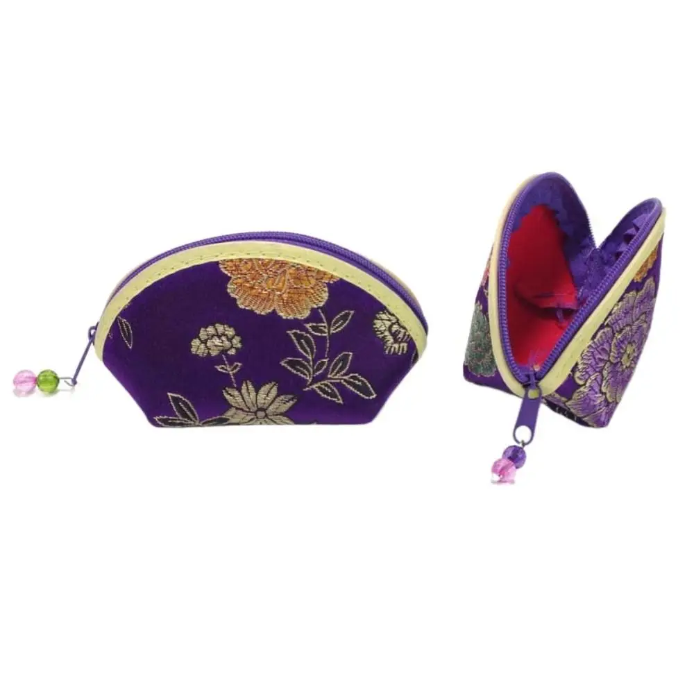 Auspicious Cloud Embroidery Coin Pouch Multi Color Flower Jewelry Storage Bag Multi-functional Cloth Shell Coin Pouch Ladies