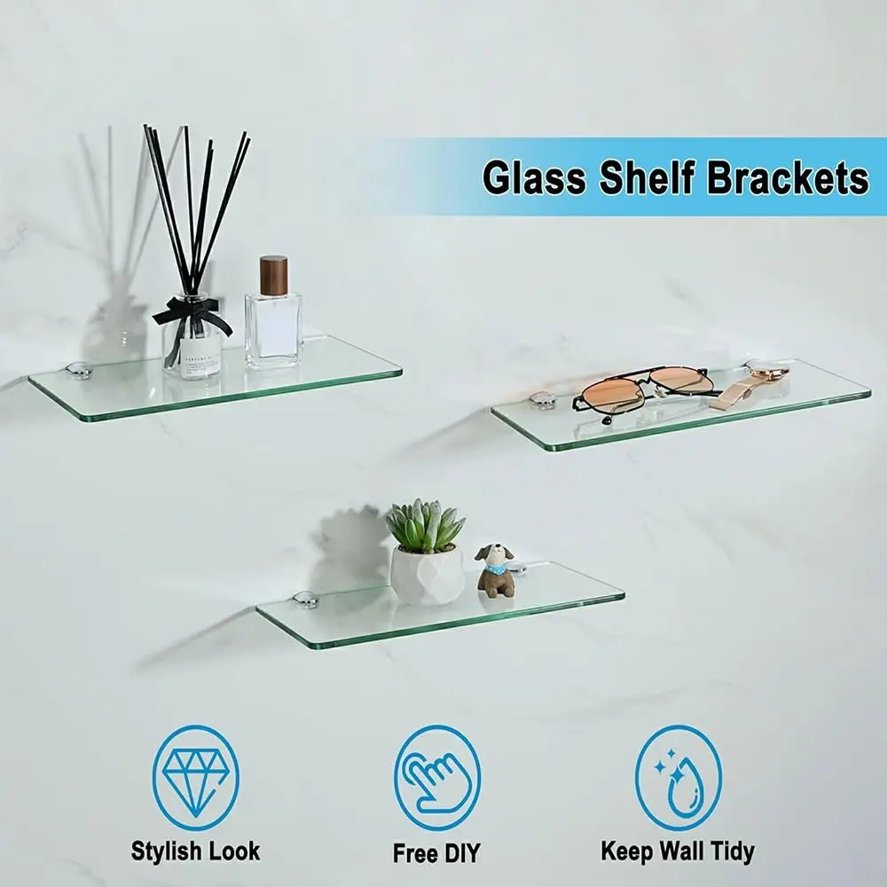 Replacement Parts Stainless Steel Glass Shelf Brackets Adjustable Silver Railing Holder Heavy Duty Bathroom Clamp Holder
