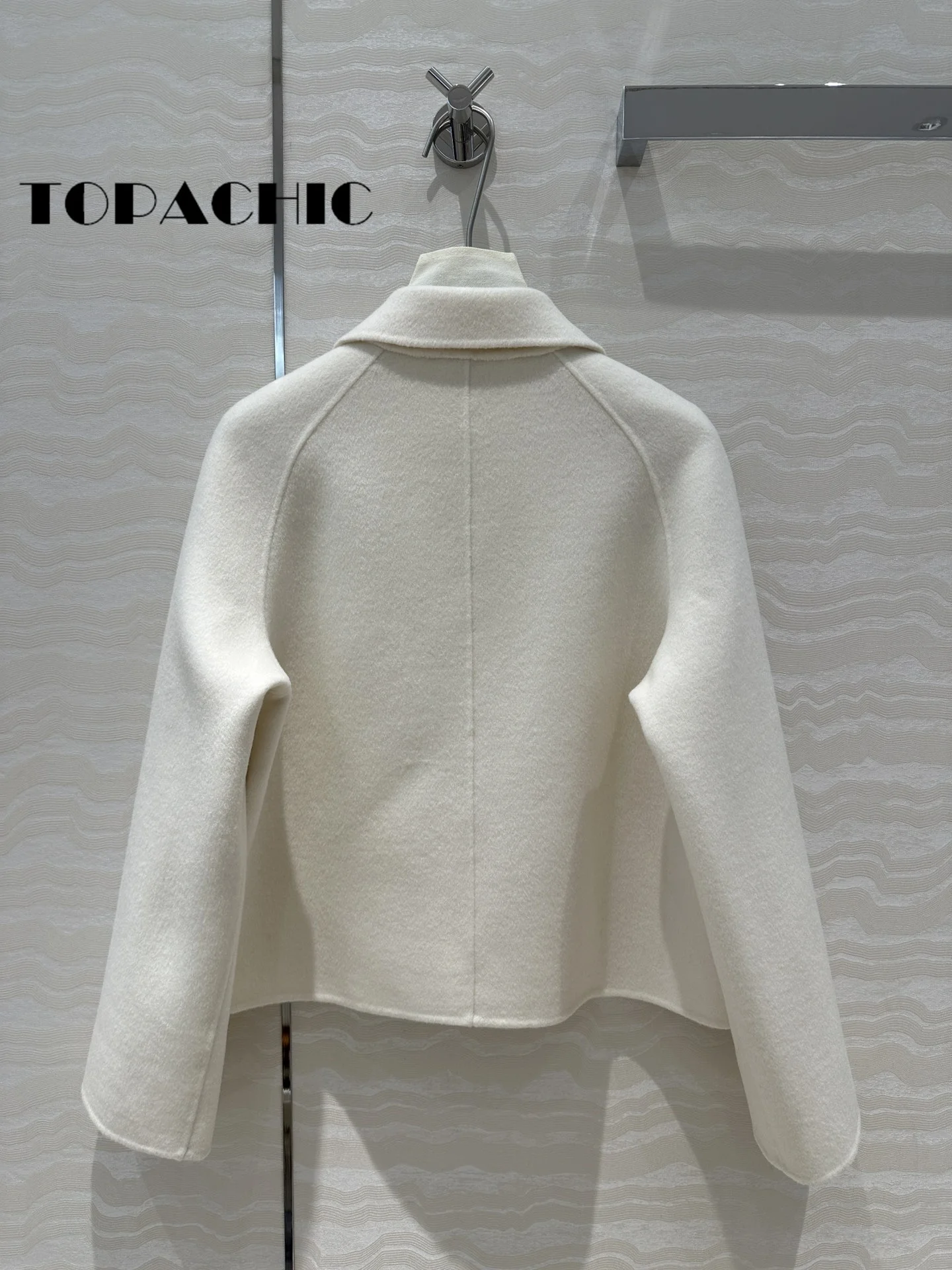 7.21 TOPACHIC-Women High Quality Cashmere Double-Sided Woolen Coat Elegant Lapel Metal Button Single Breasted Short Outerwear