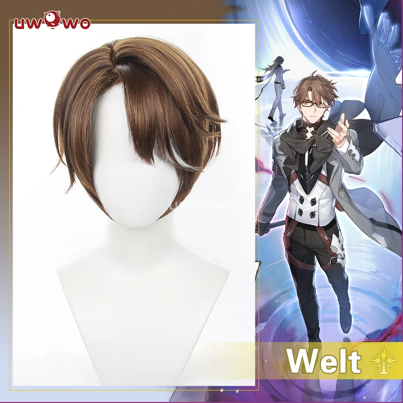 

UWOWO Honkai Star Rail Welt Cosplay Wig Short Brown Hair Heat Resistant Halloween Wigs