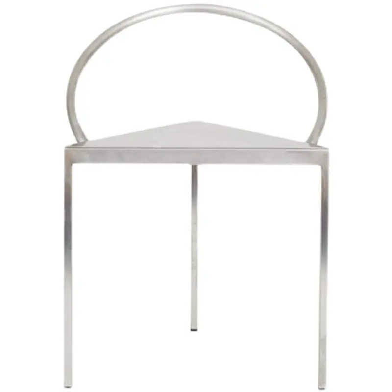 

Industrial style chair metal minimalist brushed stainless steel medieval master design