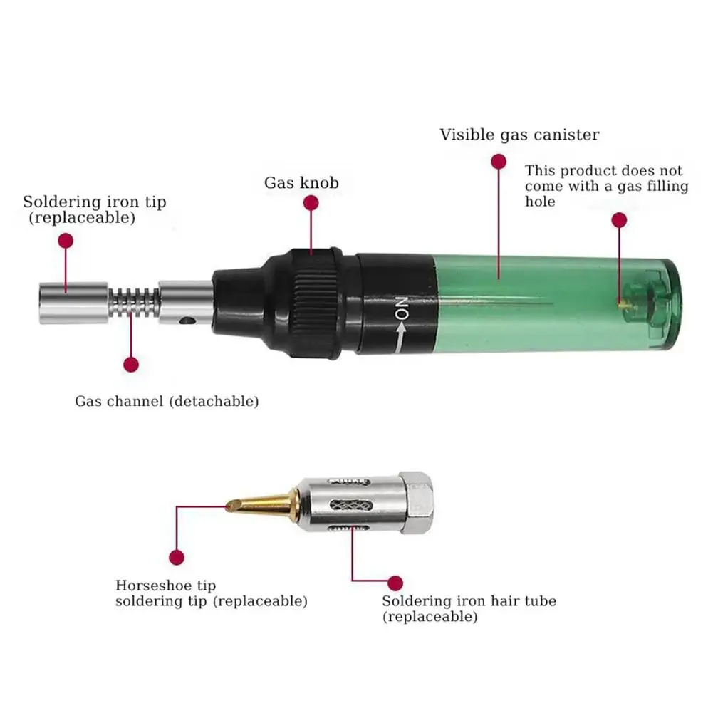 Soldador de Gas tipo bolígrafo, pistola de soldadura de Gas butano inalámbrica portátil, bolígrafo de soldadura de 1300 ℃, quemador ajustable, Mini