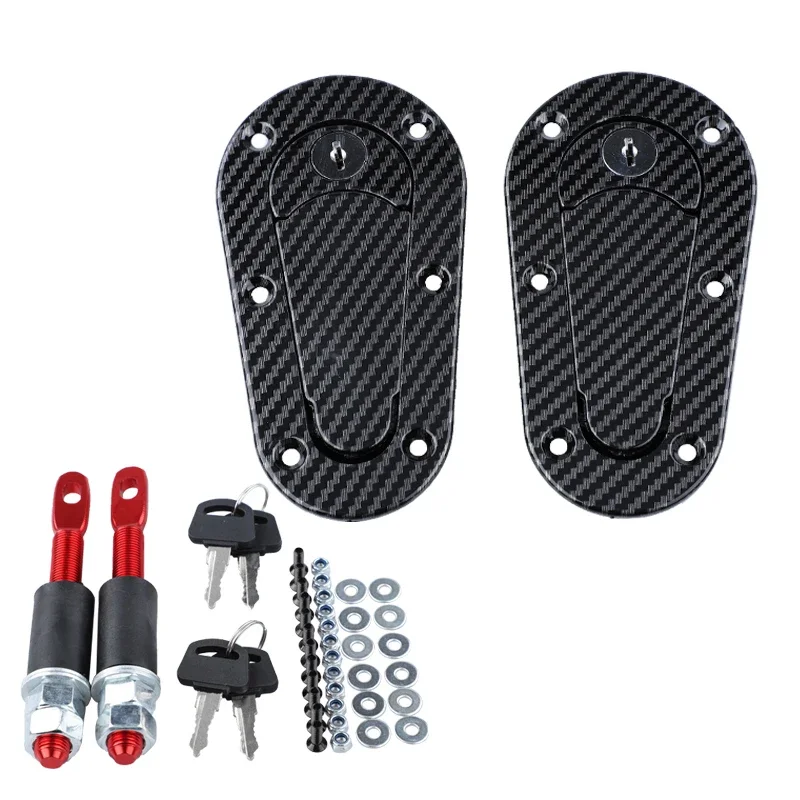 With/Without Lock Key Car Accessorie Black / Carbon 2Pcs Universal Racing Car Hood Pin Engine Bonnet Latch Lock Mount Kit
