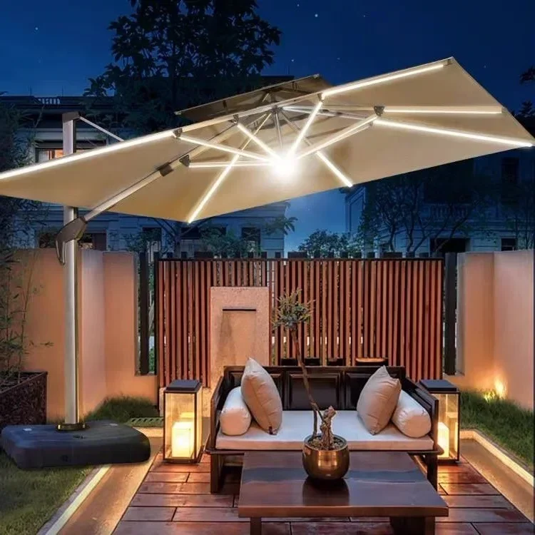 Beach Umbrella Sun Garden Parasol Large Cantilever Outdoor Umbrella Patio Umbrellas With Led