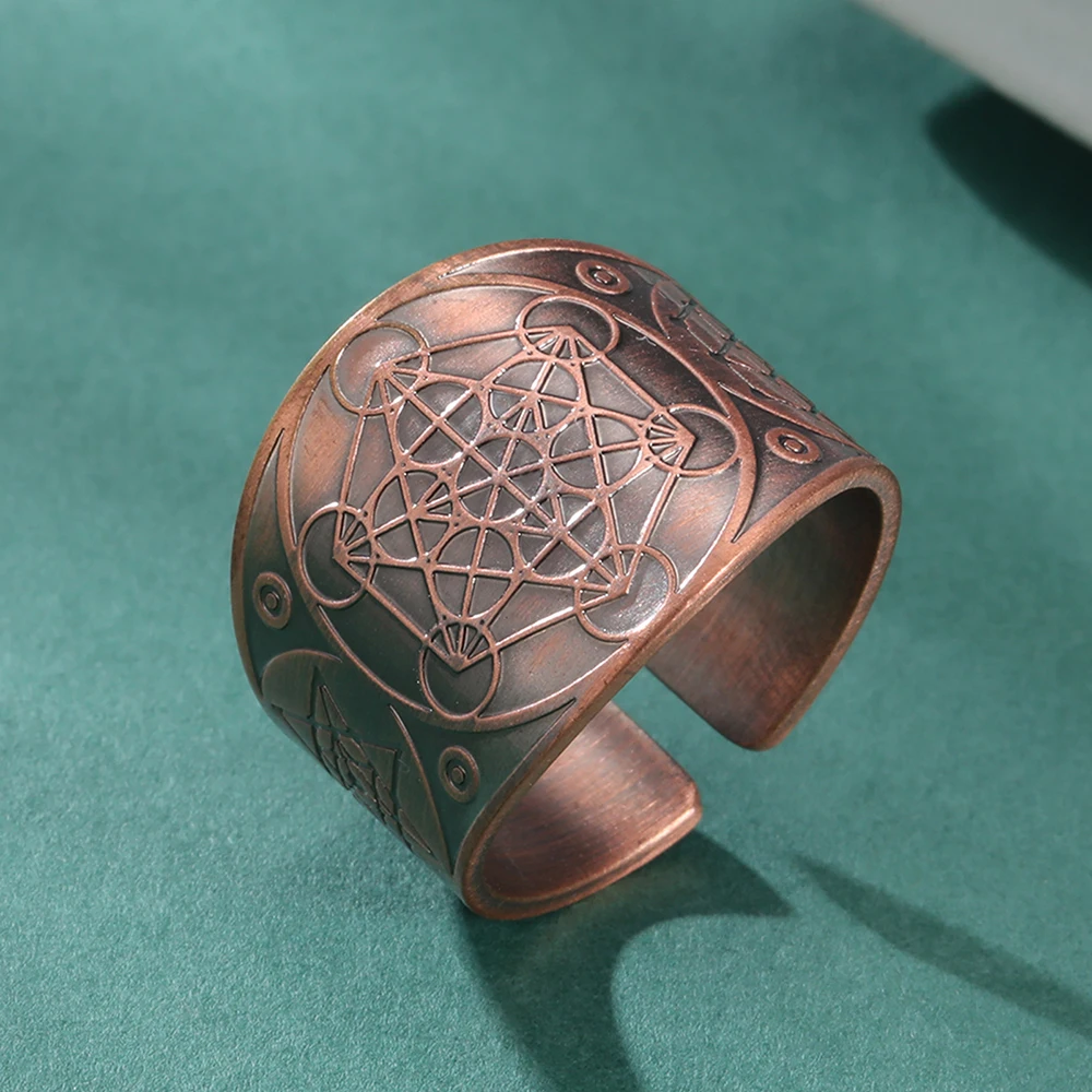 7 archanges protéger le sceau Talisman anneau Metatron cube Lilith symbole roi Salomon Vintage bijoux secrets Amulette de bonne chance et de protection Anneau Salomon Anneau de cuivre Viking Lillis