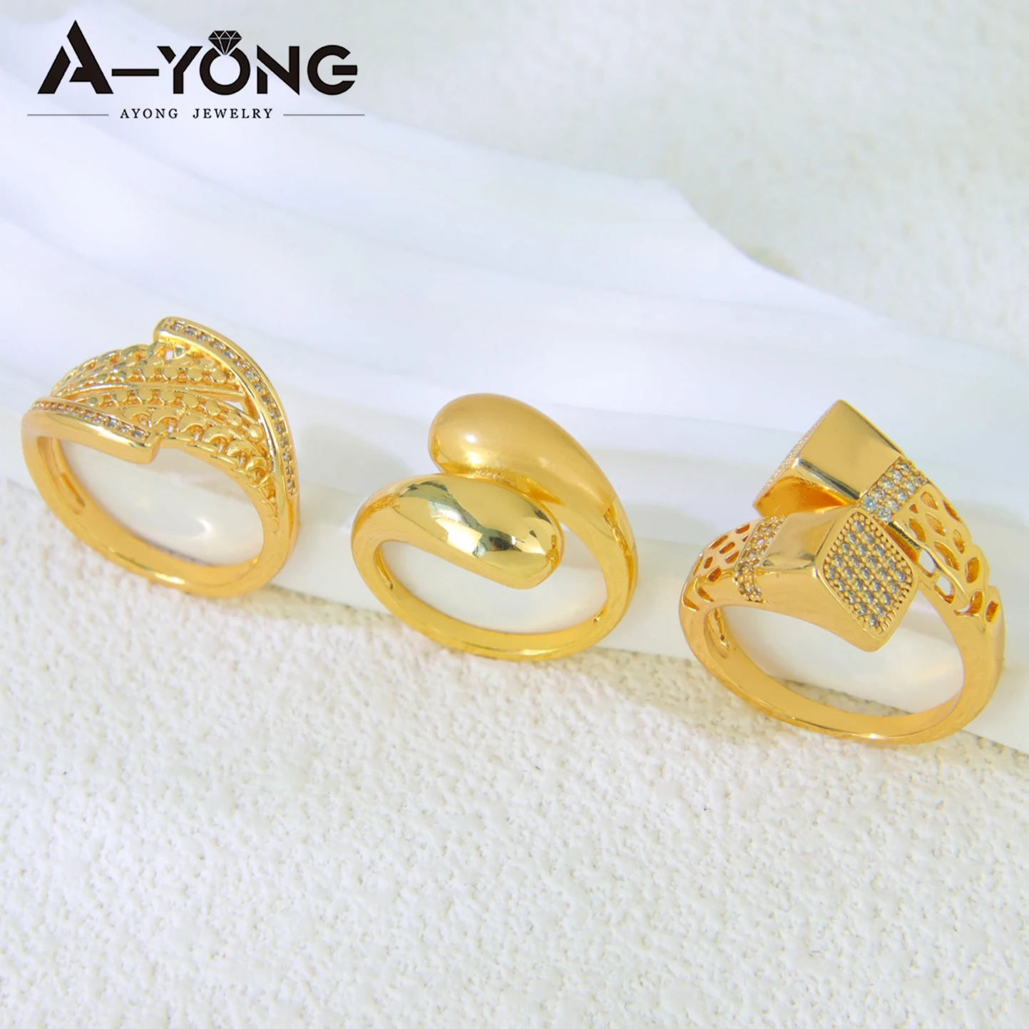 Italienisches Mode-Zirkonia-Schmuckset, 21k vergoldet, arabisches geometrisches Design, unregelmäßig geöffnete Armreifen, Ring, Habesha Vintage-Schmuck – Detail 6