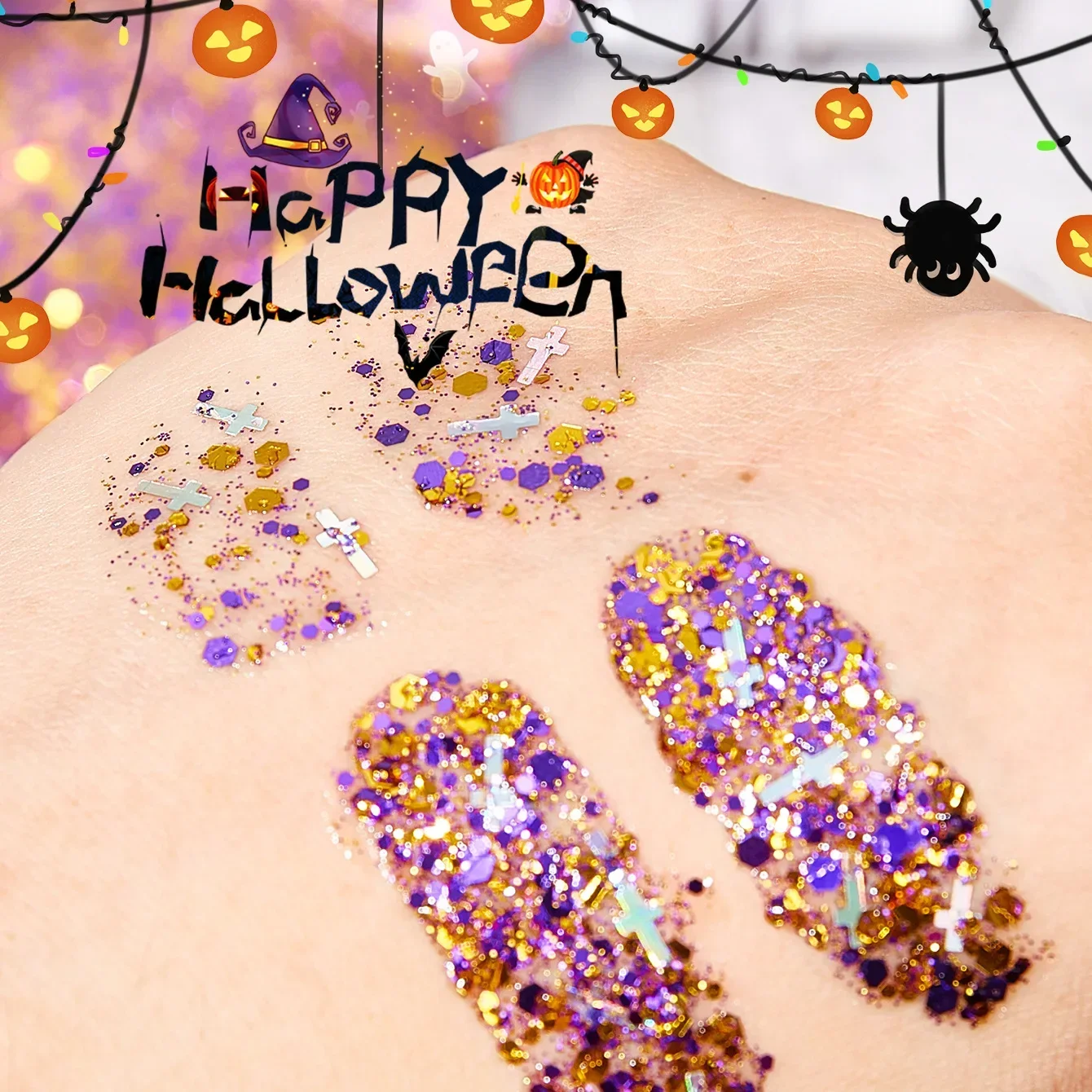 50g Halloween Körper Gesicht Glitter Gel Pailletten schimmern Flash Patches kleber frei Glitter Gel Nail Art Pailletten Cosplay Make-up