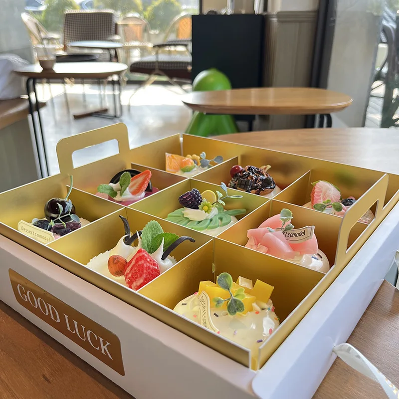 Customized Transparent Nine-Grid Dessert Box Mousse Cut Cake Box Pastry Exquisite Afternoon Tea Takeaway Packing Box Picnic