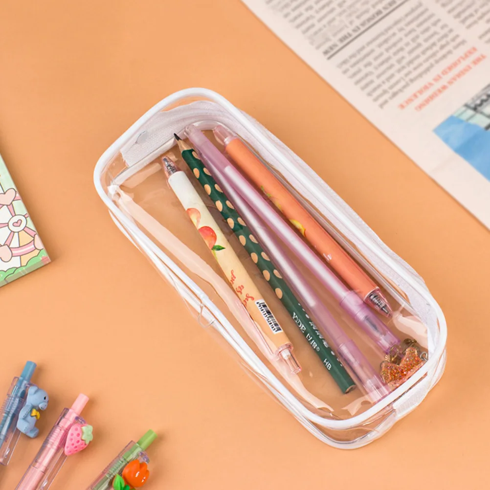 

PVC Pencil Bag Makeup Cases Waterproof Clear Stationery Holder Large Capacity Transparent Toiletry Storage