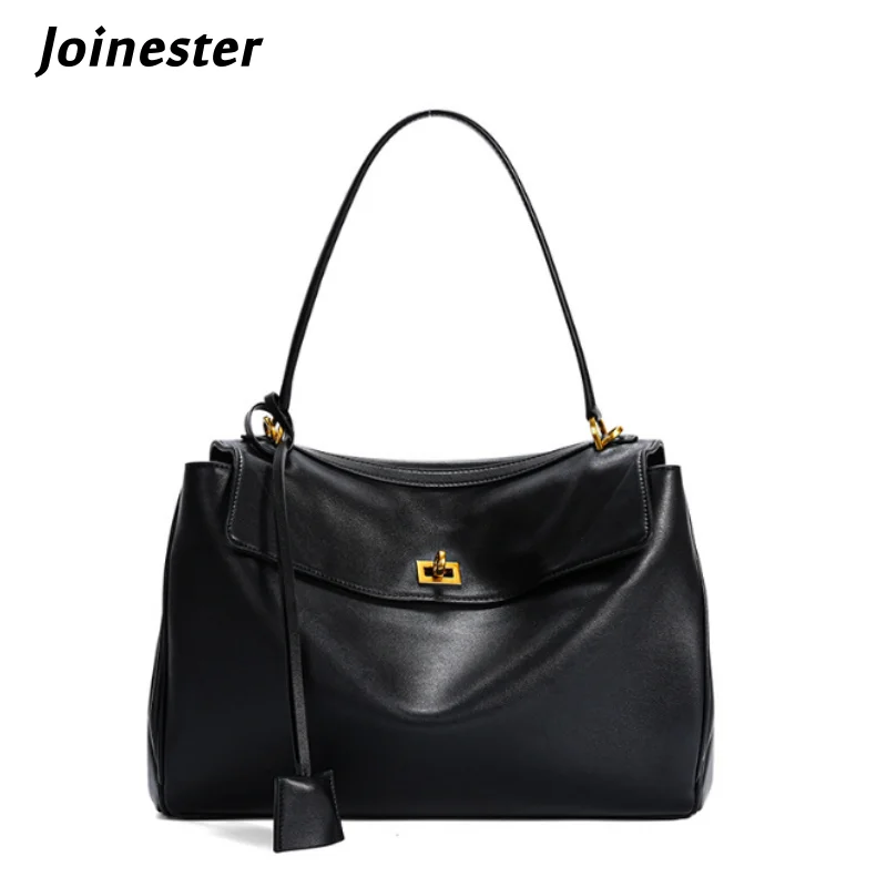 

Женская сумка на плечо из натуральной кожи, модная большая вместительная дорожная сумка, ультрамягкая однотонная универсальная сумка с замком