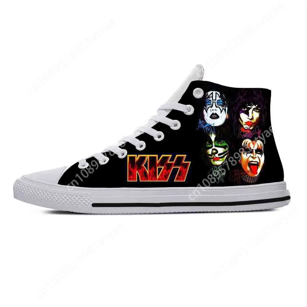 Heavy Metal Rock Band Music Singer Kiss Fashion Casual Cloth Shoes High Top Lightweight Breathable 3D Print Men Women Sneakers