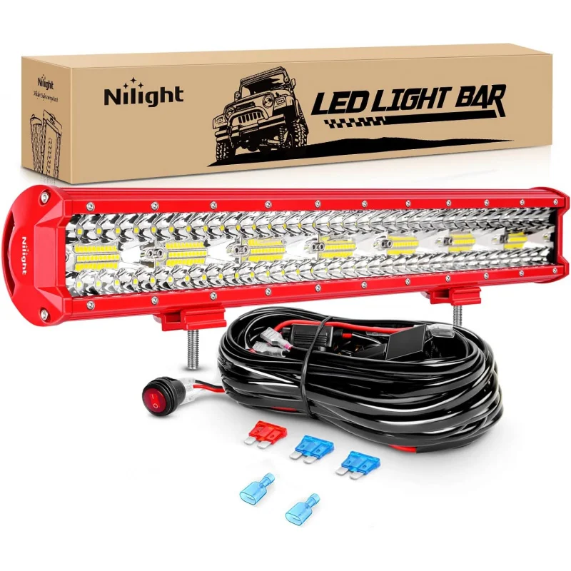 

LED Light Bar 20Inch Triple Row Spot Flood Combo Lights with Wiring Harness Kit for Fog Light Driving Light Work Light on Off-Ro