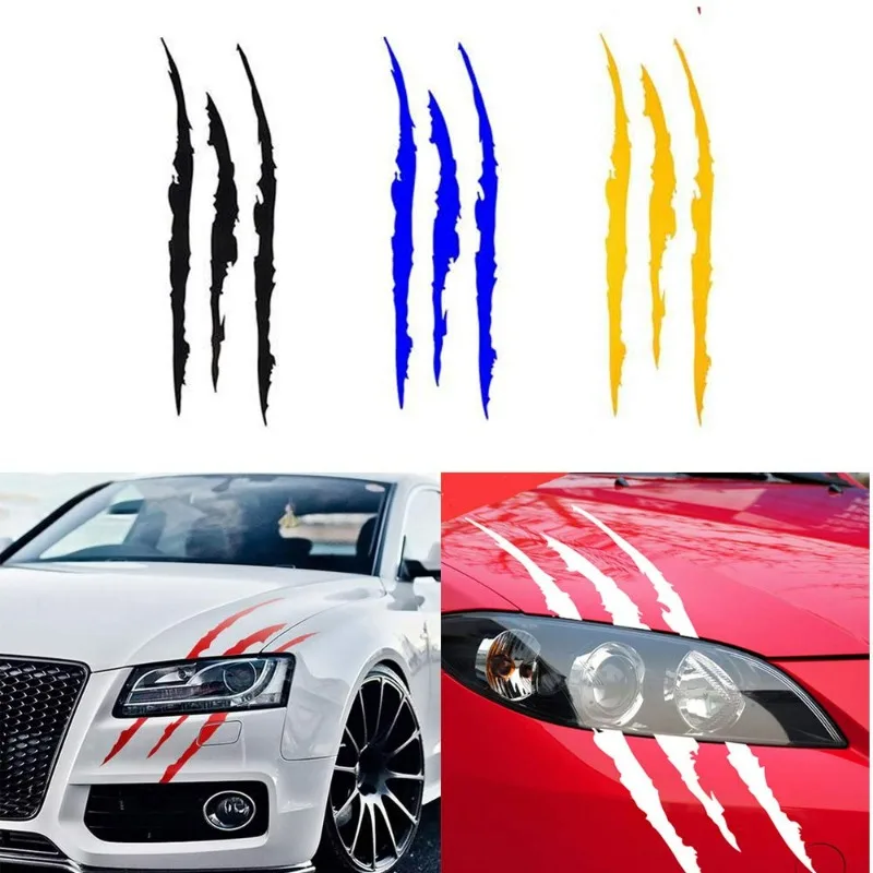 

Водонепроницаемая наклейка на фару автомобиля для бровей, наклейка с когтями царапин и когтями призрака, креативный декор на капот для индивидуальной модификации