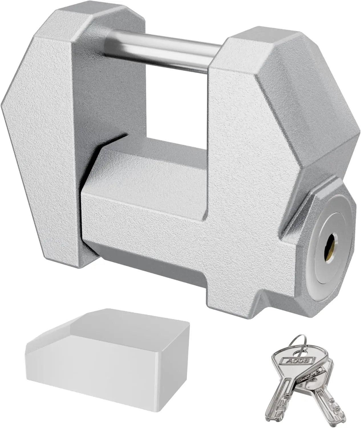 

Trailer Coupler Lock, 1.2” Wide, 1/4” Dia, Silver