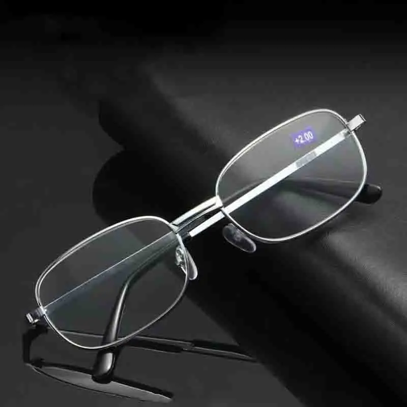 

New Men Anti blue light Glass Lens Metal Reading Presbyopia Glasses Anti-fatigue With+1.0+1.5+2.0+2.5+3.0+3.5+4.0