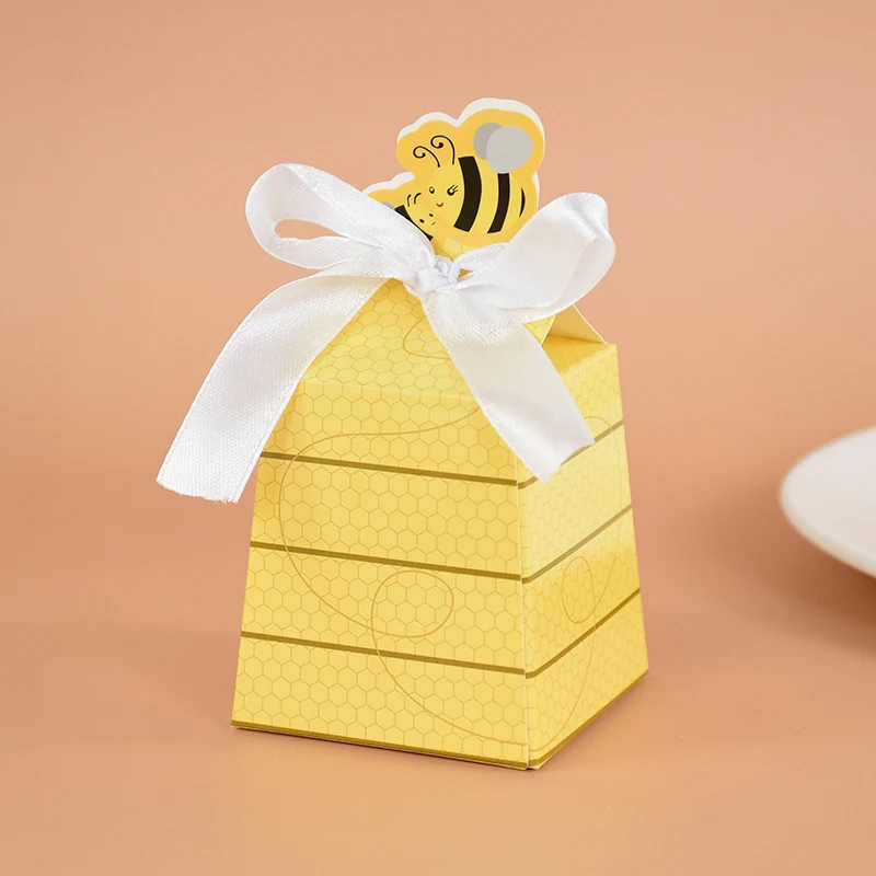 5/10Pcs Paper Beehive Gift Boxes Bumble Bee Beehive Candy Boxes With Ribbons Baby Shower Wedding Birthday Party Favor Decoration