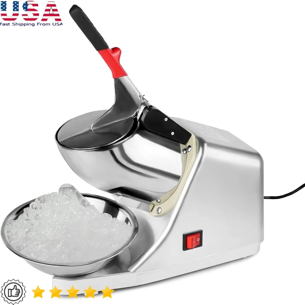 

Electric Ice Crusher 300W Snow Cone Maker 110V Dual Blade Ice Shaver Machine Home Party Commercial Use
