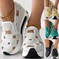 Dames Sneakers Gebloemd Borduurwerk Mesh Sneakers Voor Vrouwen Slip Op Casual Schoenen Met Comfortabele Hakken Vrouw