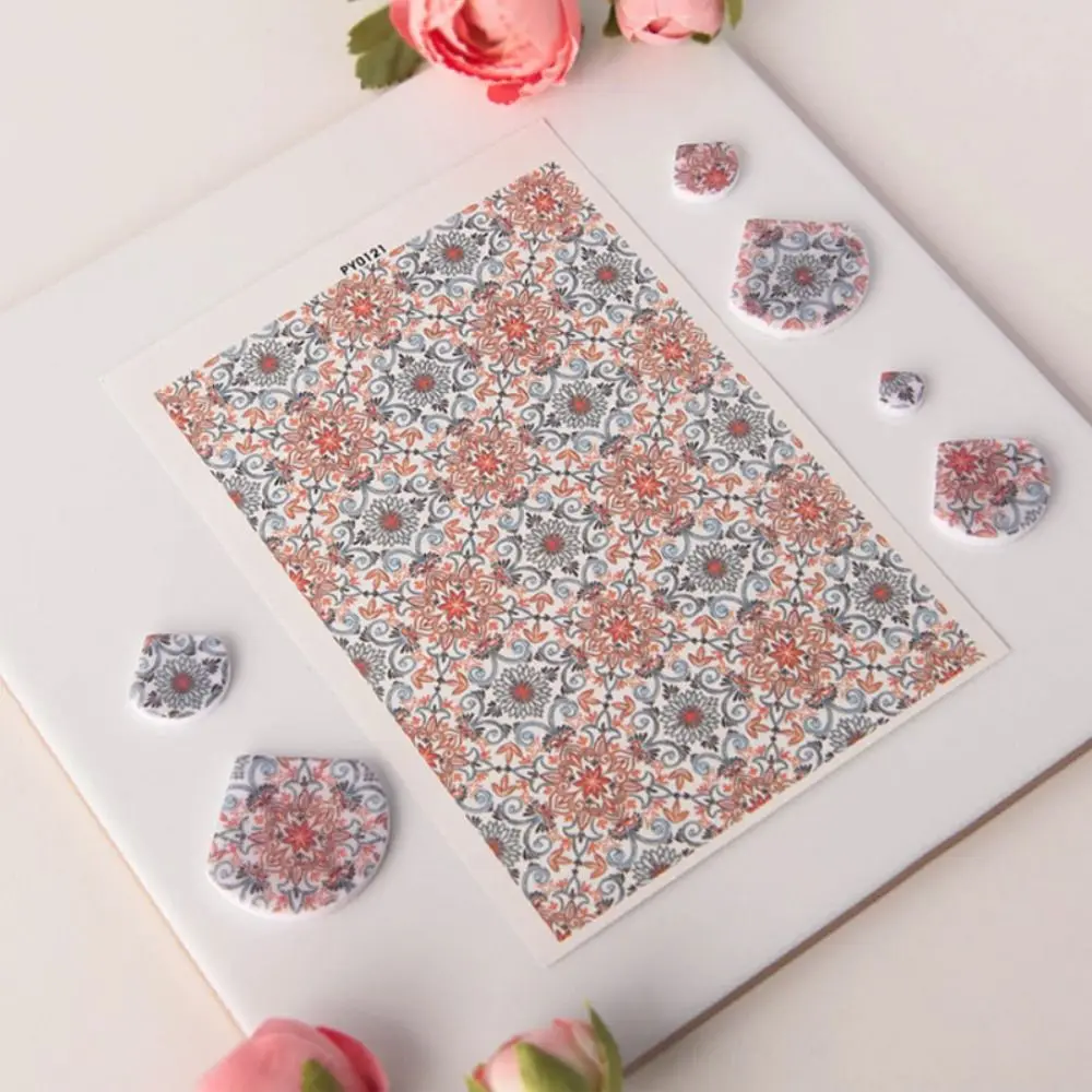 Water Soluble Pottery Painted Transfer Paper Disposable Watercolor Pottery Stickers Geometry Flower Pattern Decal Paper