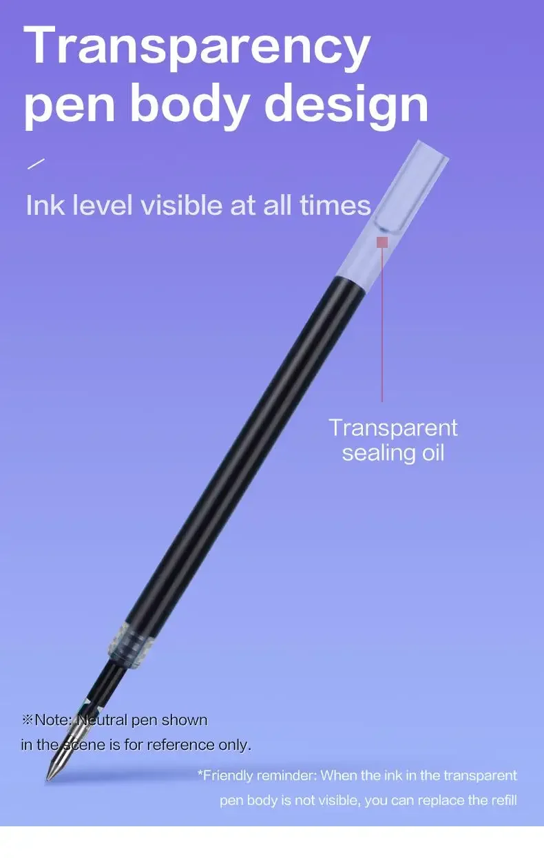 DELI 20 Teile/schachtel Einziehbare Gel Stift Minen 0,5mm Schwarz Blau Rot Farbe Tinte Ersatz Gel Tinte Stift Einzelnen Beutel verpackung Schreibwaren – Detail 7