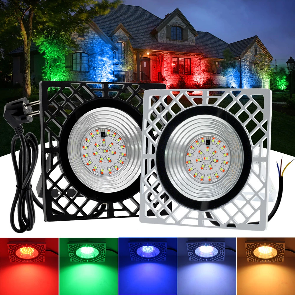 

220V 50W RGB LED Floodlight Remote Control Outdoor Patio Spotlight IP66 Waterproof for Garden Lawn Landscape Lighting Decor Lamp