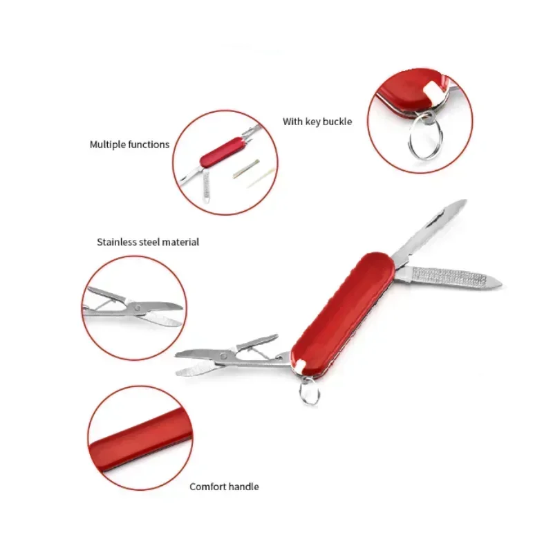 4 in 1 Folding Clipper Scissors Knife with Key Manicure Multi-functional Stainless Steel Multitool Camping Tools Camping Gear