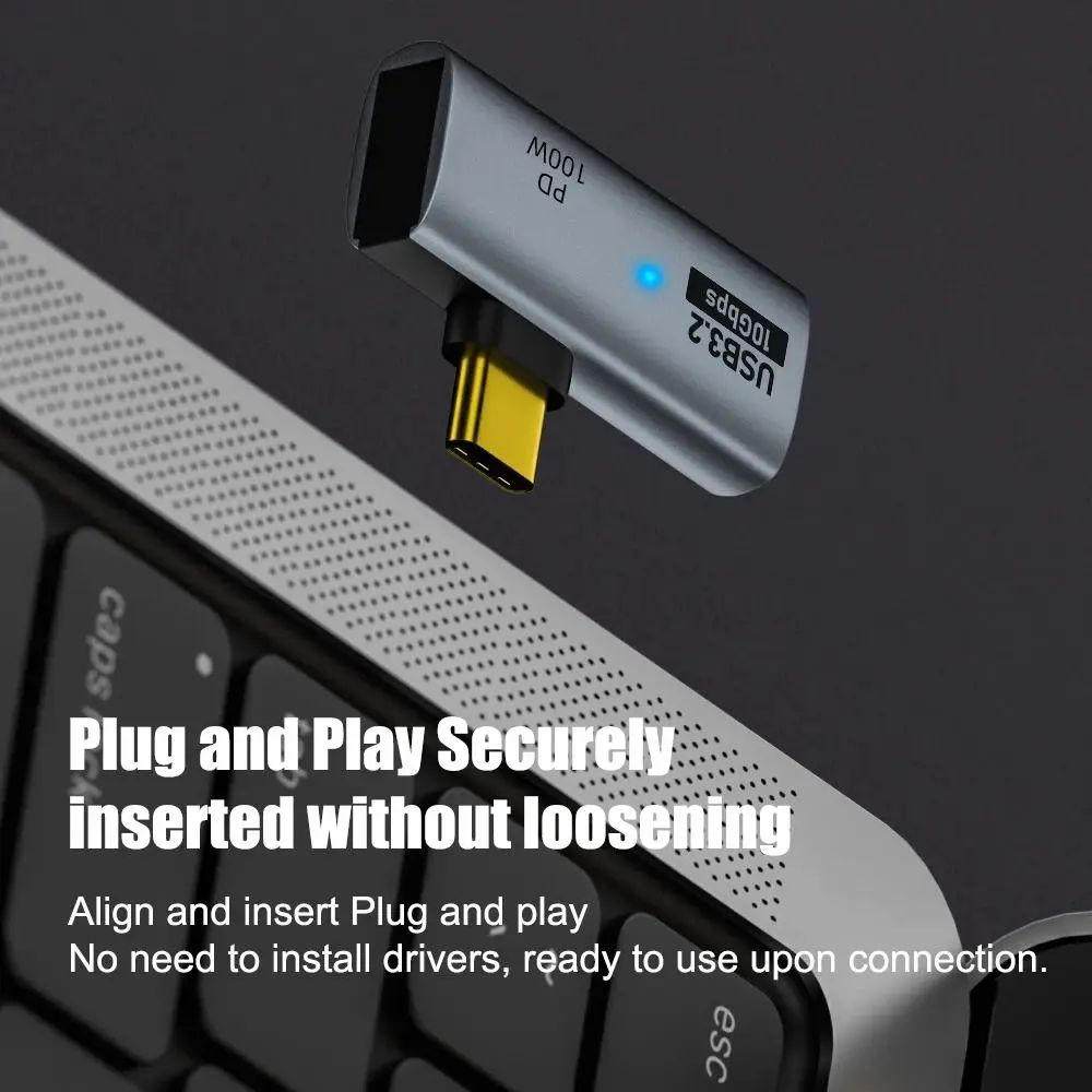 2 in 1 USB Type C Adapter Right Angle PD 100W USB OTG Adapter Data Transfer Fast Charging for Phone/Computers/Laptop/U Disk