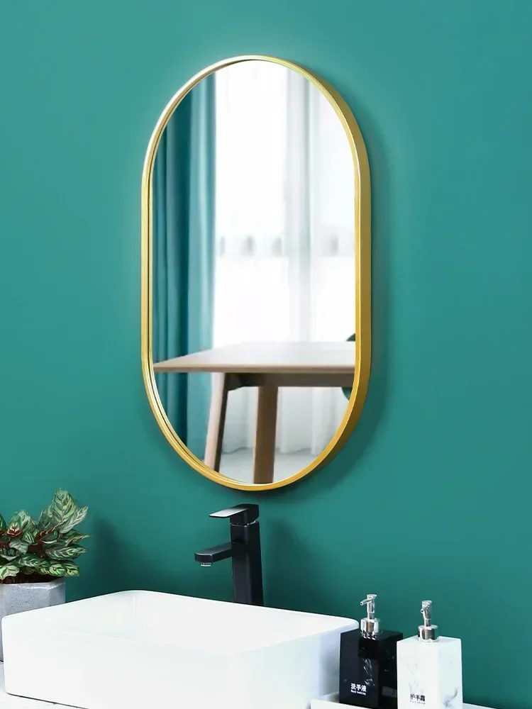 Nordic Oval Wall Mounted Makeup Mirror Toilet Wall Mounted Bathroom Hotel Toilet Hand Wash Stand Bathroom