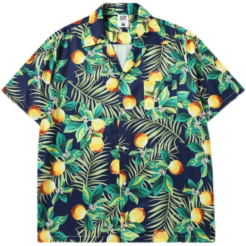 ريترو هونج كونج Sle هاواي طباعة ort Sve خمر الأزهار irt فضفاض زوجين الشاطئ irt الرجال Faion الصيف رقيقة نموذج