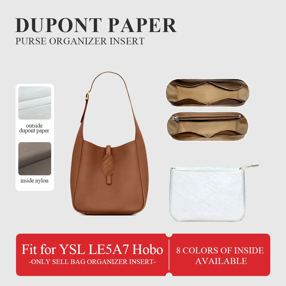 

Dupont Paper Purse Organizer Insert Fit for YSL LE5A7 Hobo, Slim Inner Liner Bag Organizer Inside Bag In Bag Organizer Insert