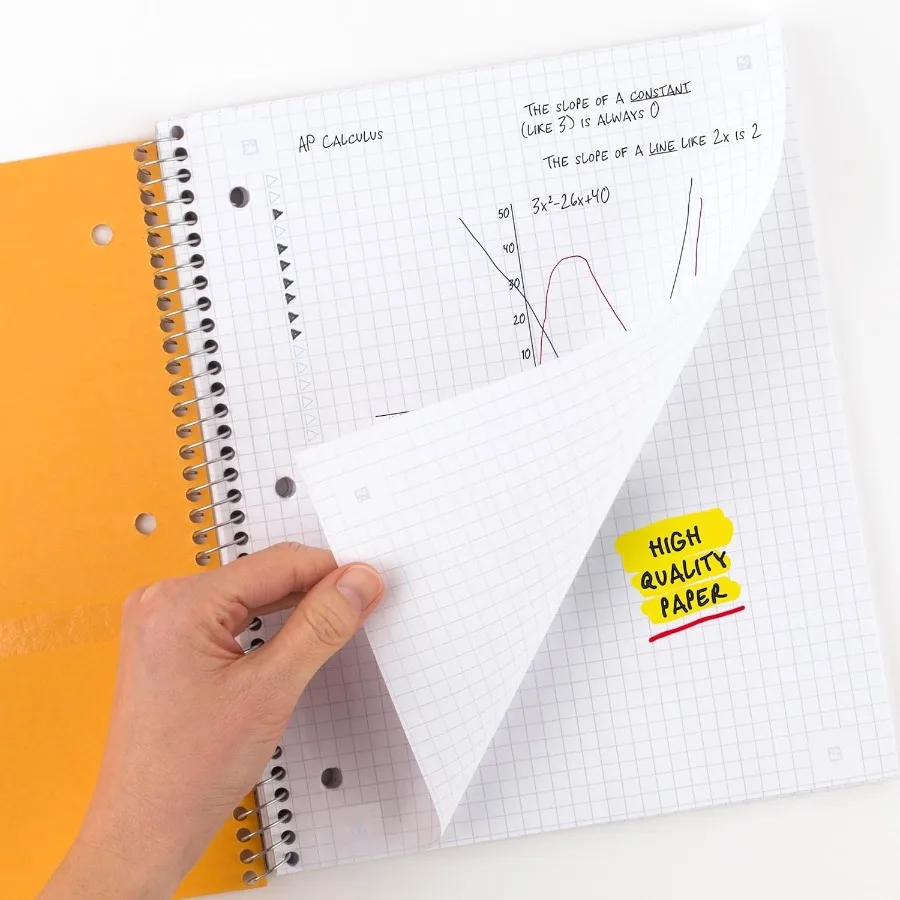 Smart Graph Notebook arancione - 1 app di studio con copertina impermeabile 8,5x11
