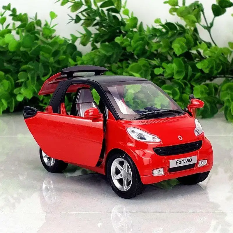 1:32 Smart Car Model terugkeer trek Force Legering Deur voor kinderen Roze auto