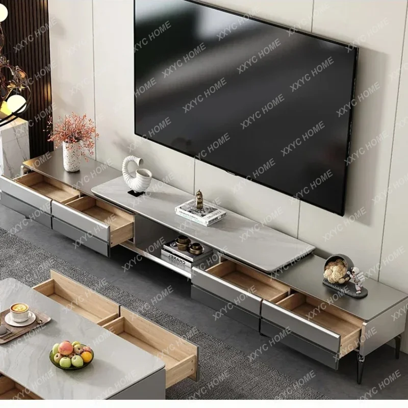 XXAesthetic Modern Tv Stand Retractable Wood High End  Tv Stand Mount Media Cabinet  Home Furniture
