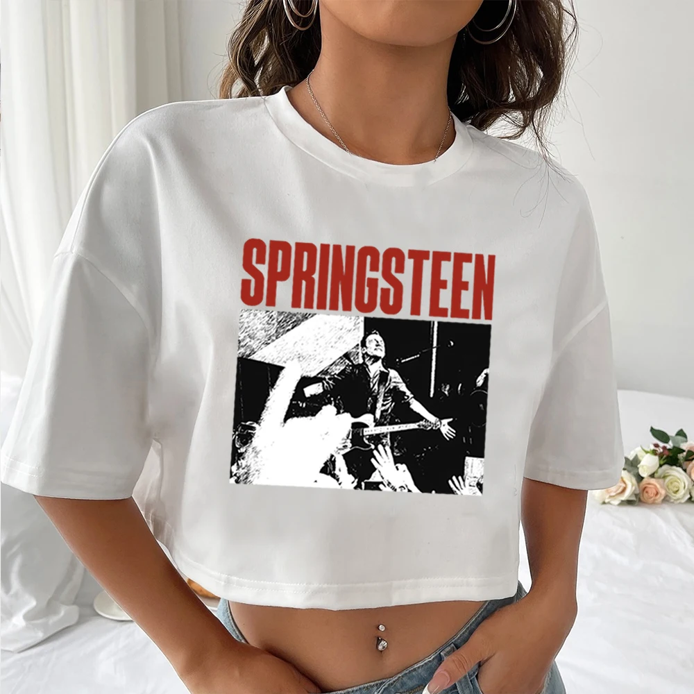 Bruce Springsteen Crop Tops Bruce Springsteen Merch Music Tour 2024 Springsteen Fan Gift O-Neck Short Sleeves Crop Tops