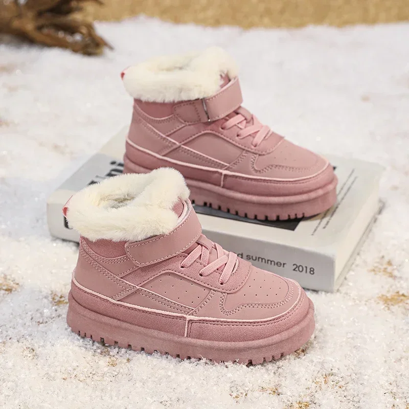 Stivali da neve per bambini Furry Warm Plush scarpe Casual ragazze ragazzi bambini stivali inverno Trendy All-match stivali di cotone per bambini resistenti all'usura