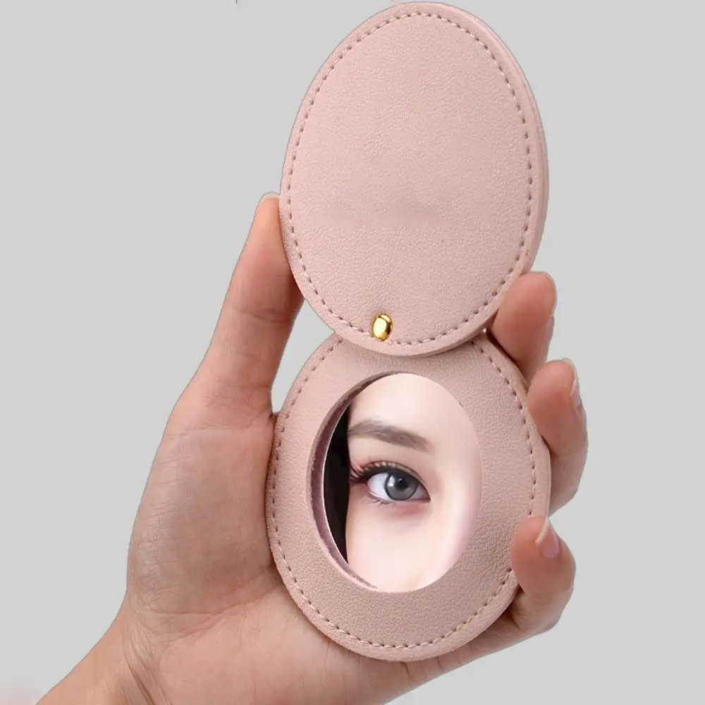 Round Leather Rotating Mirror Mini No Deformation Round Beauty Mirror 360 Degree Rotation Folding Pocket Mirror Desktop