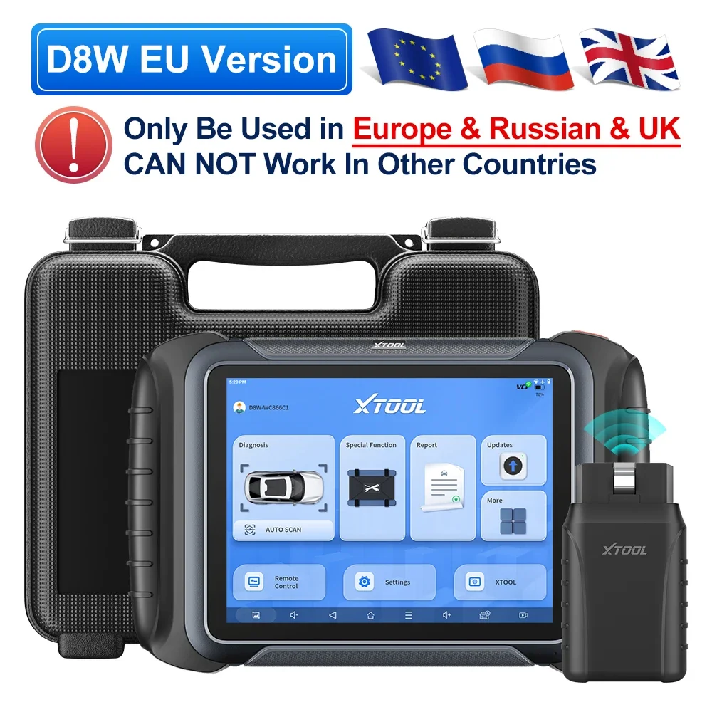 XTOOL D8W V2.0 WiFi OBD2 Scanner Alle Systemen Autodiagnose, ECU Codering Gereedschap, Bidirectionele Sleutelprogrammering, Topologie Kaart, 42 Reset Functies, CAN FD DOIP FCA
