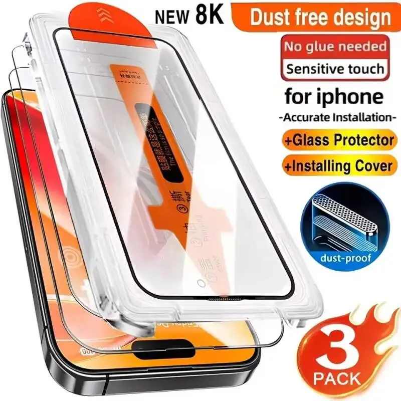 

HD Tempered Glass Screen Protector For Iphone 17 14 16 15 13 11 12 Pro Max Air 16E SE Mini 7 8 Plus XR XS X Easy To Install