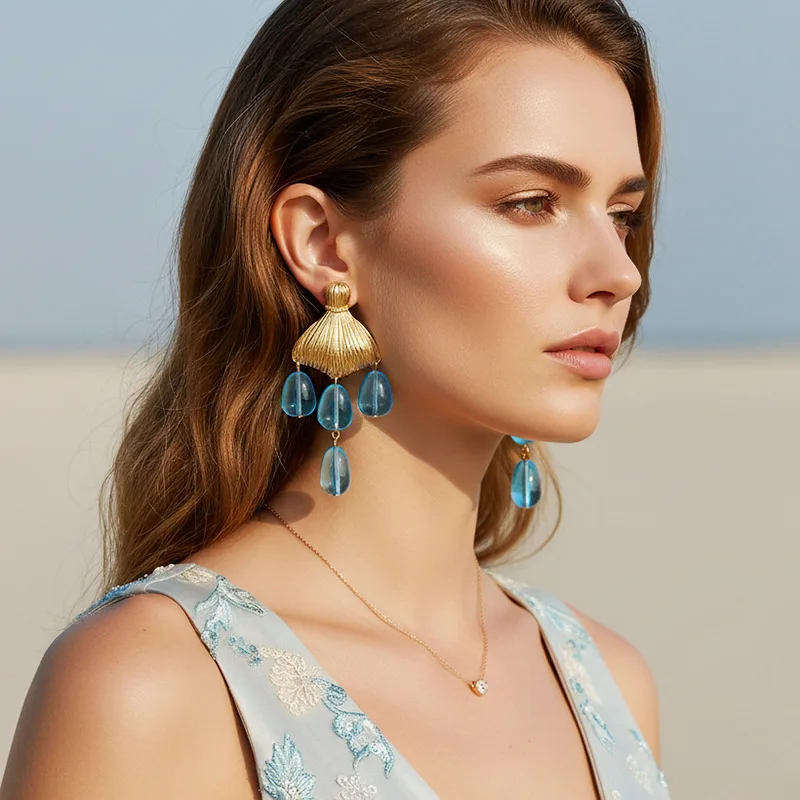 New personalized light luxury handmade beaded earrings niche design high-end fish tail earrings