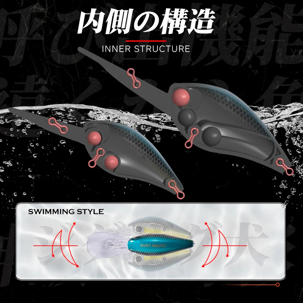 Hunthouse Fishing Crank Lure Floating Crankbait 60mm/13g 75mm/28g Wobbler Minnow Surface Trolling Swimbait For Bass Pike Pesca