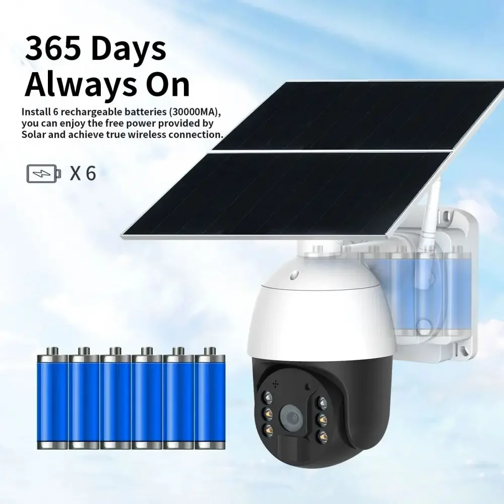 365 Days 24H Recording Ubox 2K 4G Solar Security Camera 4MP Wireless Outdoor 20W Solar Panel SIM Card WiFi PTZ Cctv Camera